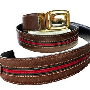 Gucci Vintage Reversible Brown Leather Belt